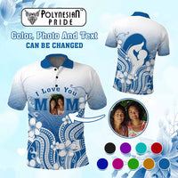 Custom Photo I Love You Mom Polo Shirt Mother's Day Polynesian Pattern CTM05 - Polynesian Pride