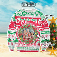 Custom Photo Polynesian Christmas Sweatshirt CTM05 - Polynesian Pride