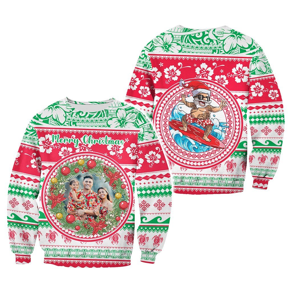 Custom Photo Polynesian Christmas Sweatshirt CTM05 - Polynesian Pride