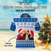 Custom Photo Hawaii Christmas Polo Shirt Mele Kalikimaka CTM05 - Polynesian Pride
