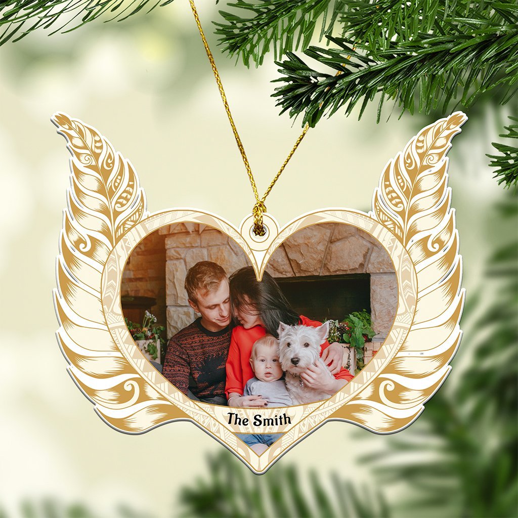 Custom Photo Christmas New Zealand Silver Fern Heart Ceramic Ornament CTM05 Beige - Polynesian Pride