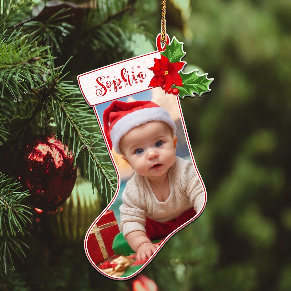 Custom Photo Christmas Sock Ceramic Ornament CTM05 - Polynesian Pride