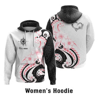 Custom Polynesian Couple National Spouses Day Hoodie Compass Hibiscus Flowers CTM05 Zip Hoodie Multicolor - Polynesian Pride