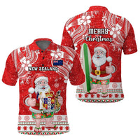 Custom Polynesian Countries Christmas Polo Shirt Santa Coat Of Arms CTM05 - Polynesian Pride