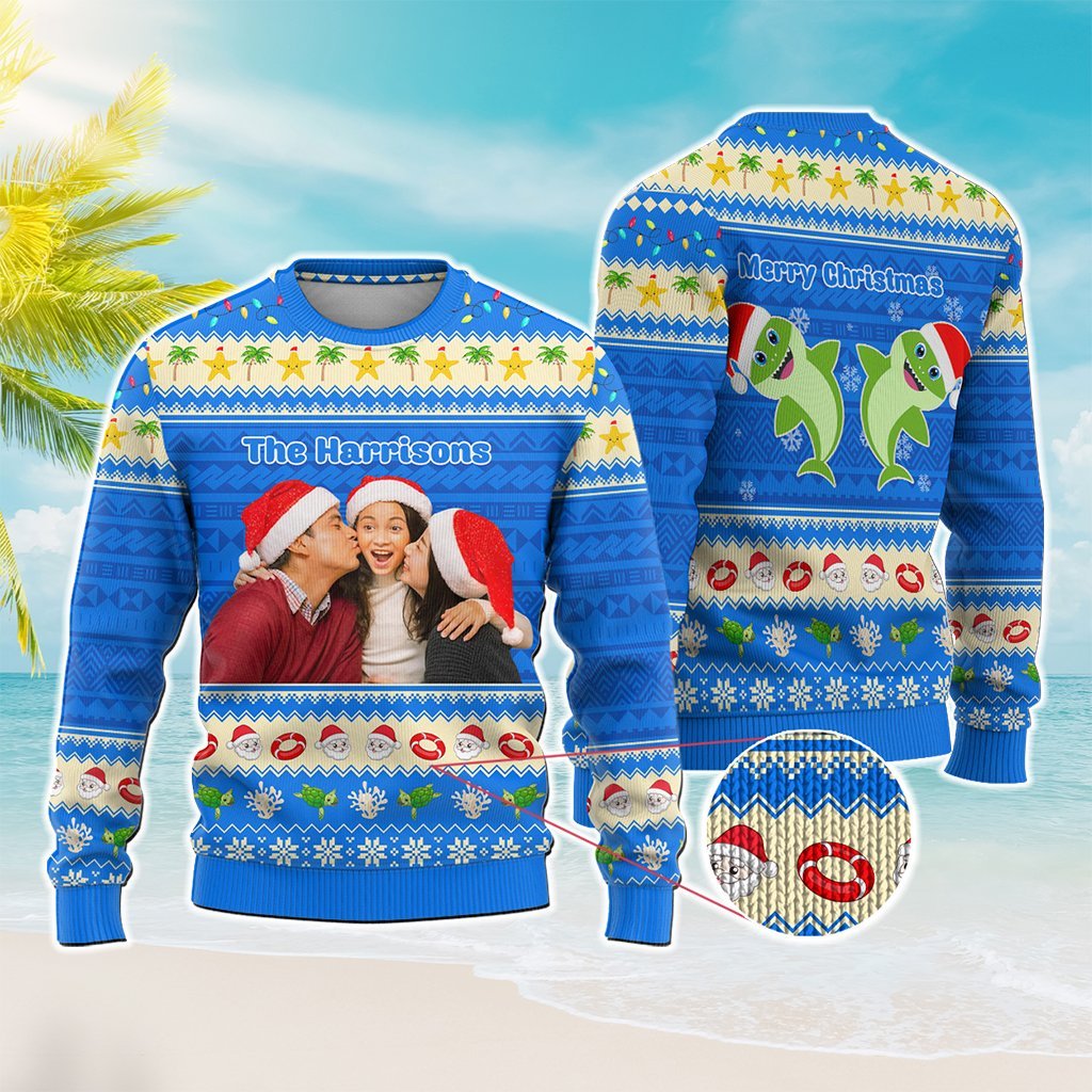 Custom Photo Polynesian Knitted Sweatshirt Beach Style CTM05 - Polynesian Pride