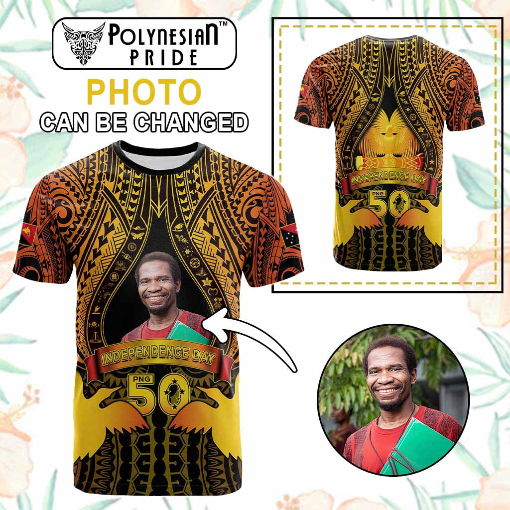 Custom Photo Papua New Guinea Independence Day T Shirt 50th Anniversary CTM05 - Polynesian Pride