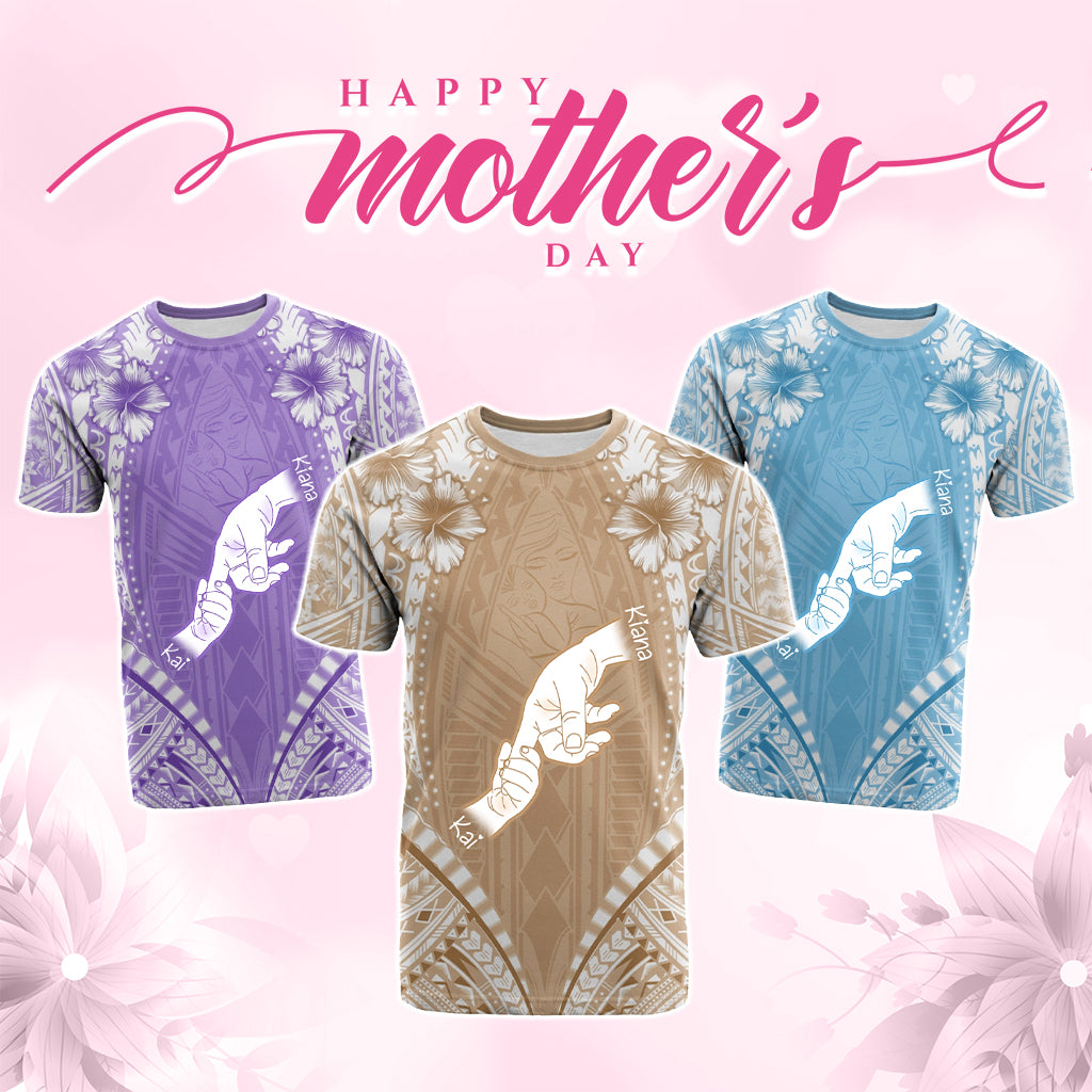 Custom Hand Holding Mother's Day T Shirt Polynesian Style CTM05 Multicolor - Polynesian Pride