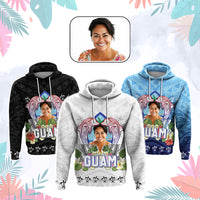 Custom Photo Guam Chamorro Hoodie Tribal Latte Stone With Dolphins CTM05 Pullover Hoodie Multicolor - Polynesian Pride