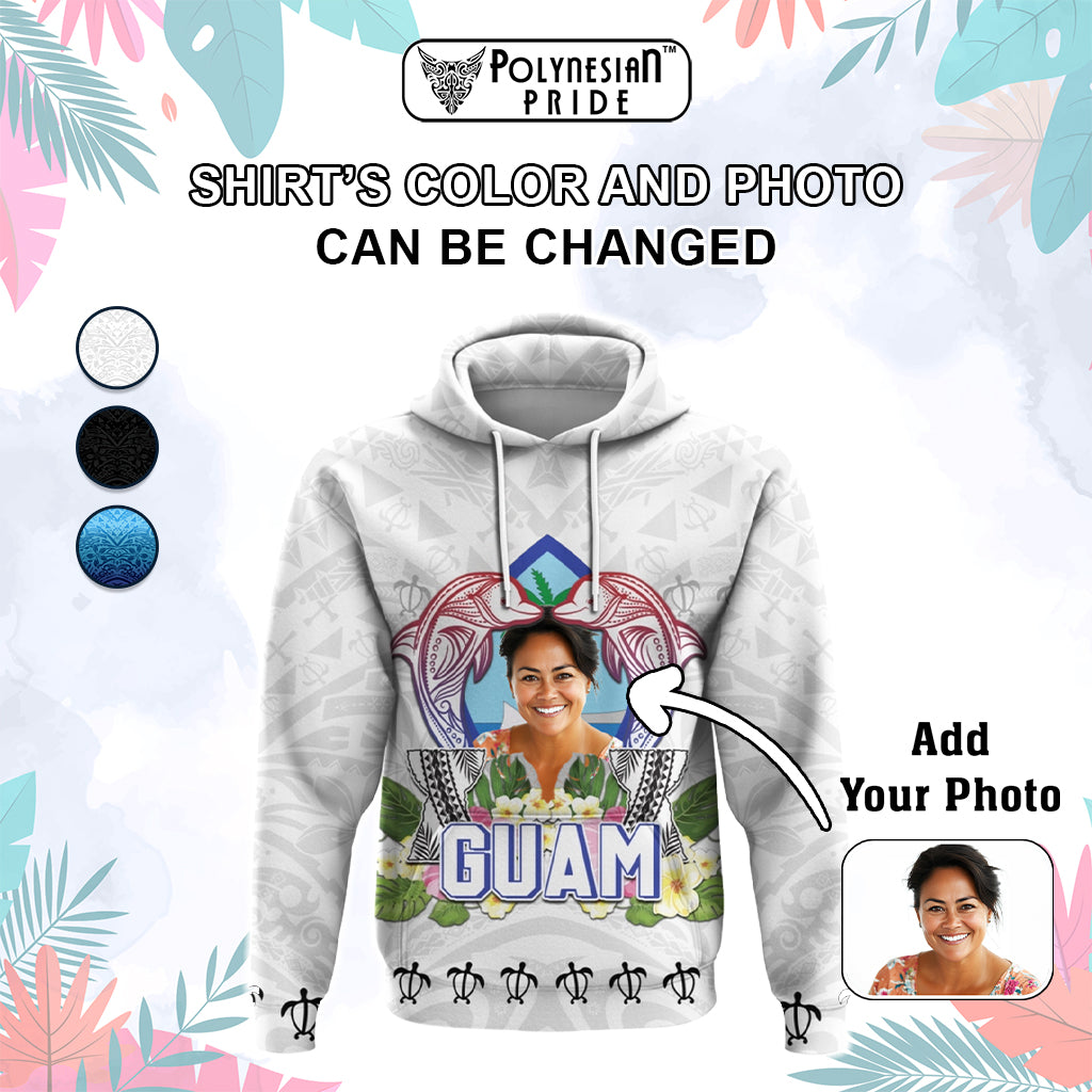 Custom Photo Guam Chamorro Hoodie Tribal Latte Stone With Dolphins CTM05 - Polynesian Pride