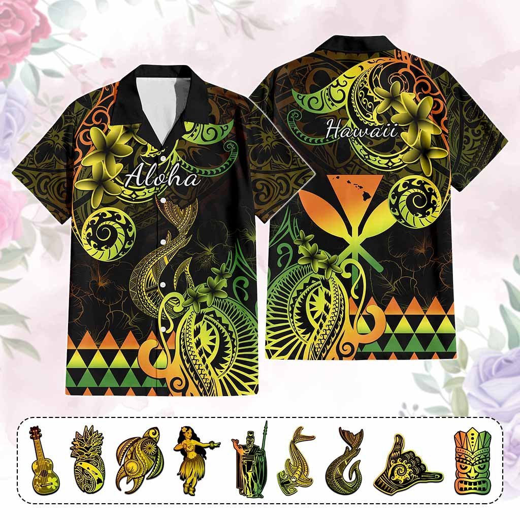 Custom Hawaii Symbols Hawaiian Shirt Plumeria Kakau Polynesian Tribal CTM05 Reggae - Polynesian Pride