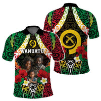 Custom Photo Vanuatu Children's Day Polo Shirt Pig Tusk Polynesian Pattern CTM05 - Polynesian Pride