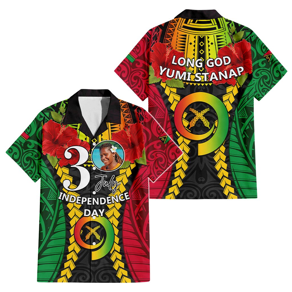 Custom Photo Vanuatu Independence Day Hawaiian Shirt Pig Tusk Polynesian Pattern CTM05 - Polynesian Pride