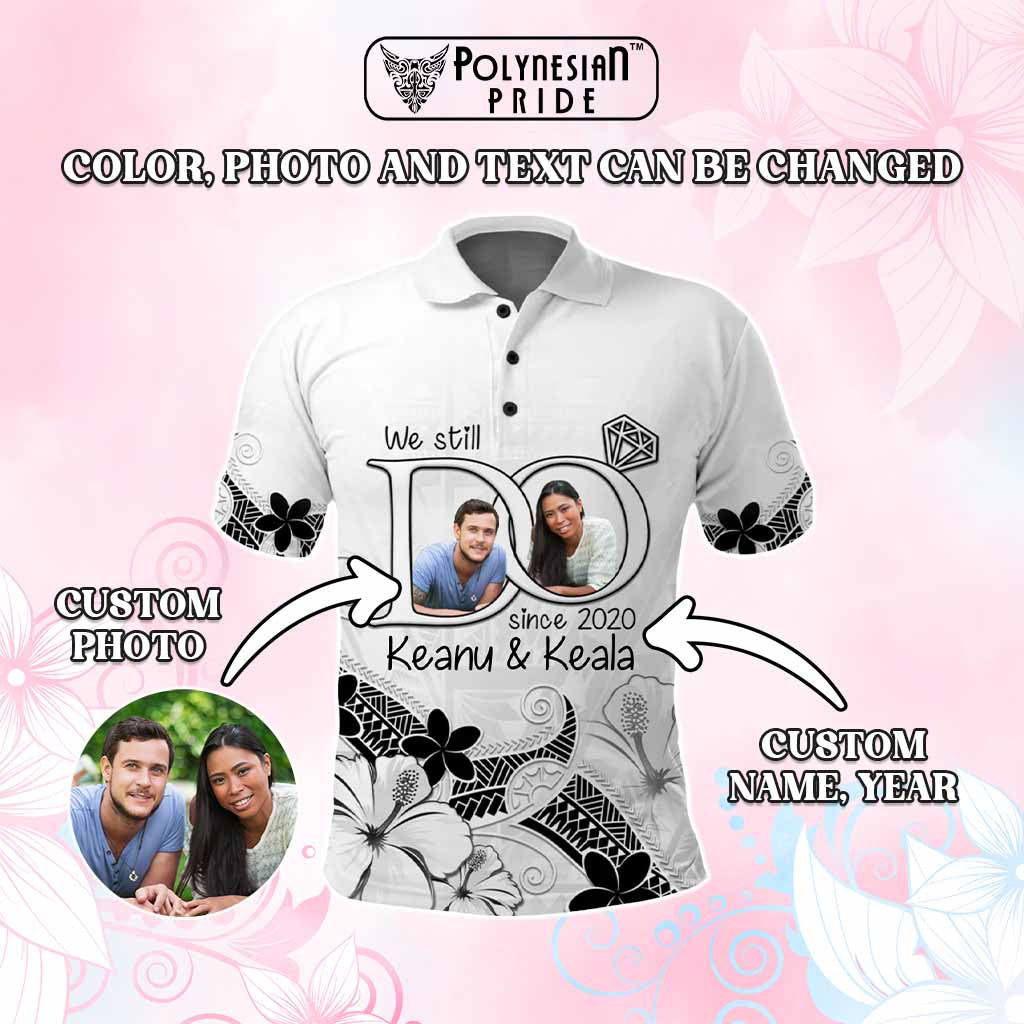Custom Polynesia Wedding Anniversary Polo Shirt We Still Do Floral Tattoo Pattern CTM05 - Polynesian Pride
