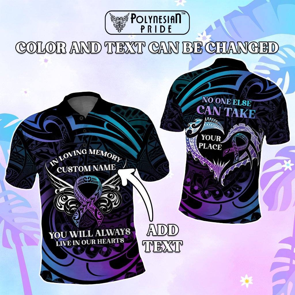 Custom Suicide Prevention Awareness Memorial Polo Shirt In Loving Memory Polynesian Style CTM05 - Polynesian Pride