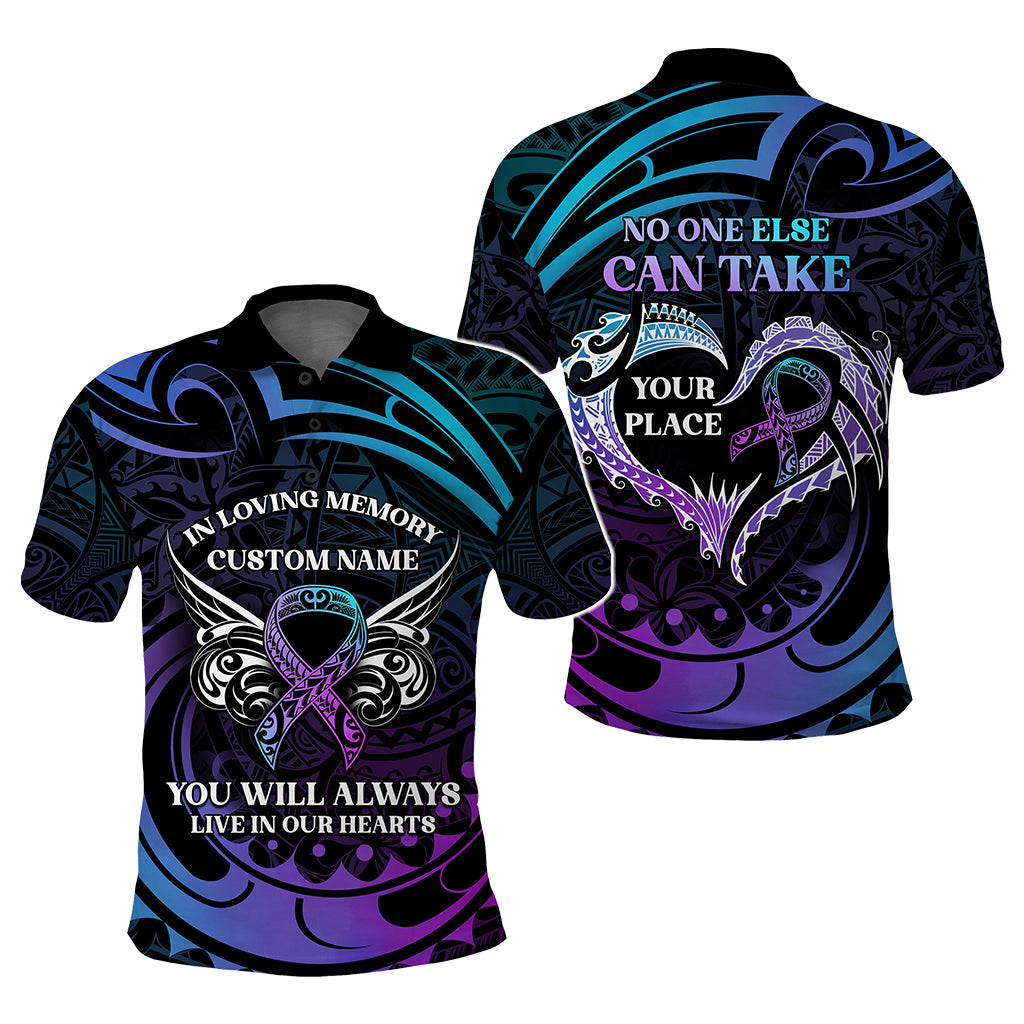 Custom Suicide Prevention Awareness Memorial Polo Shirt In Loving Memory Polynesian Style CTM05 - Polynesian Pride
