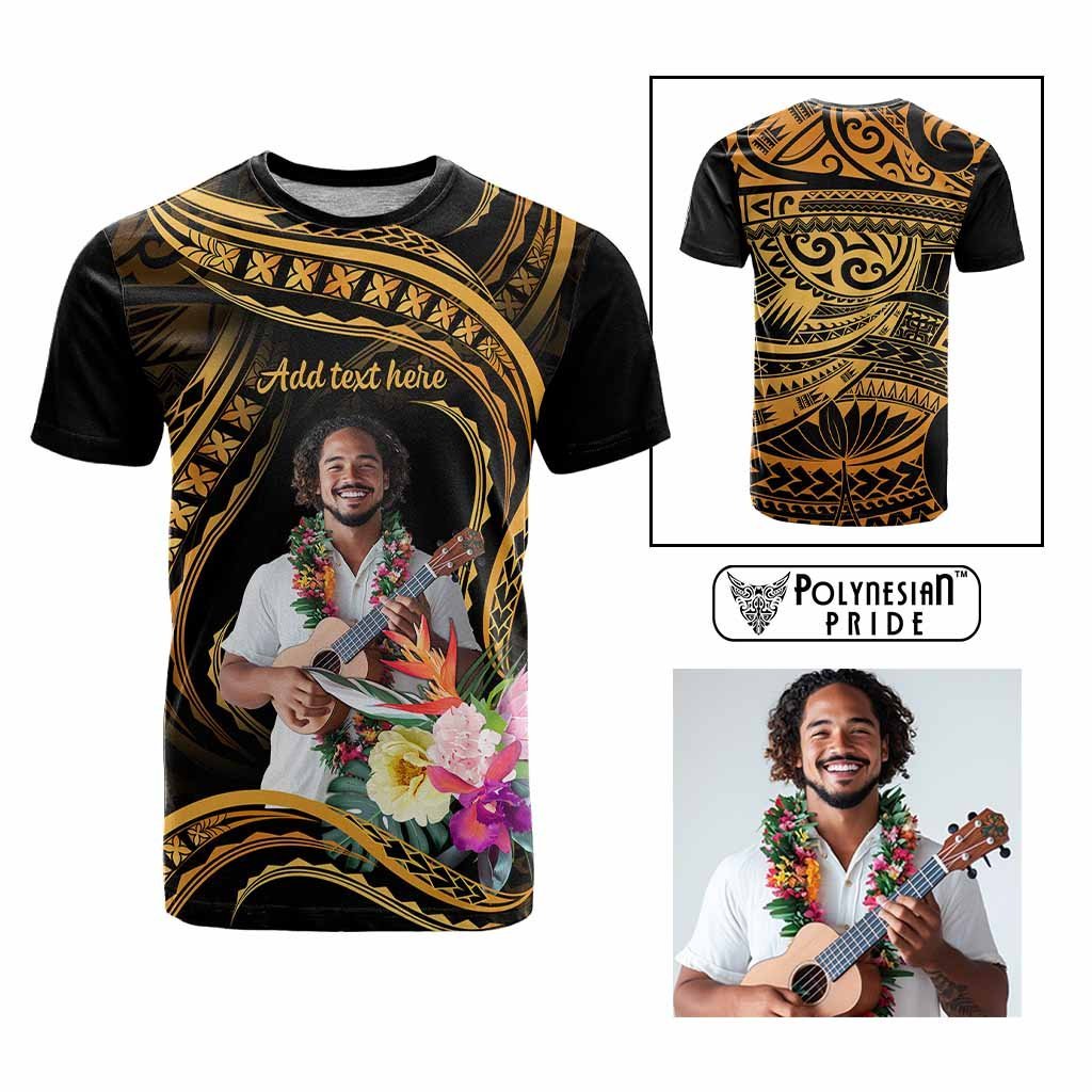 Custom Photo Pacific Tribal Tattoo T shirt with Flowers Bouquet CTM09 Multicolor - Polynesian Pride