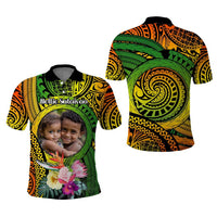 Custom Photo Polynesian Tribal Polo Shirt with Tropical Flower CTM09 - Polynesian Pride