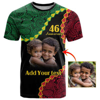 Vanuatu Independence Anniversary Custom Photo Personalized T shirt Long God Yumi Stanap CTM09 Black - Polynesian Pride