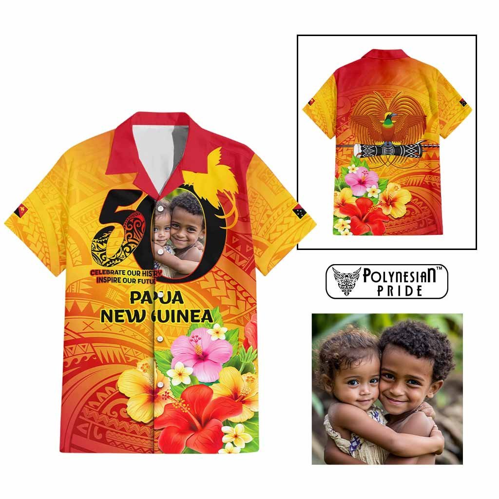 Custom Photo Papua New Guinea 50th Years Hawaiian Shirt Hapi De bilong Indipendens Papua Niugini CTM09 Multicolor - Polynesian Pride