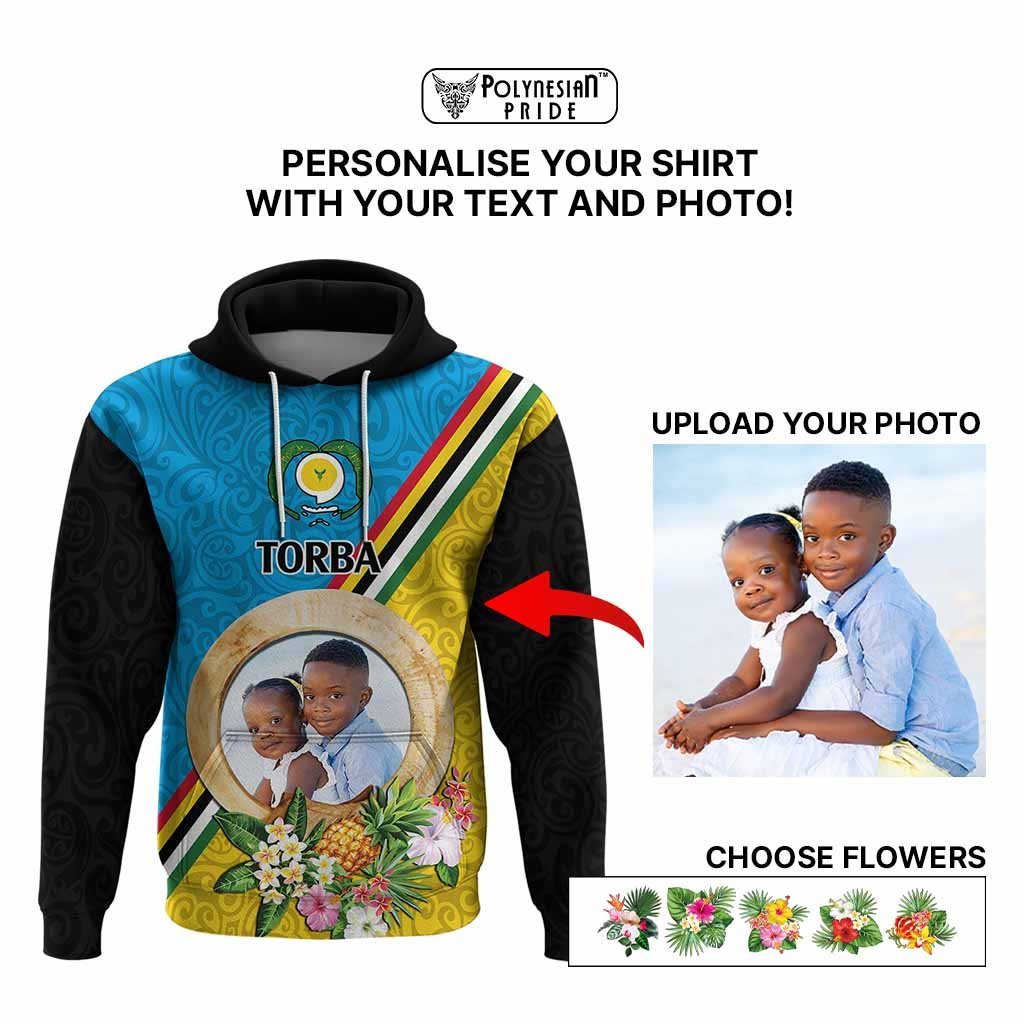 Torba Province Custom Hoodie With Photo Vanuatuan Boar's Tusk Flag Multicolored CTM09 - Polynesian Pride