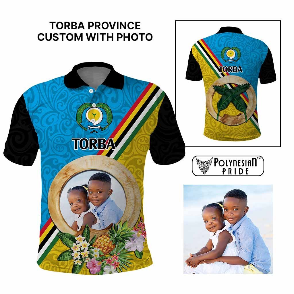 Torba Province Custom Polo Shirt With Photo Vanuatuan Boar's Tusk Flag Multicolored CTM09 Multicolor - Polynesian Pride