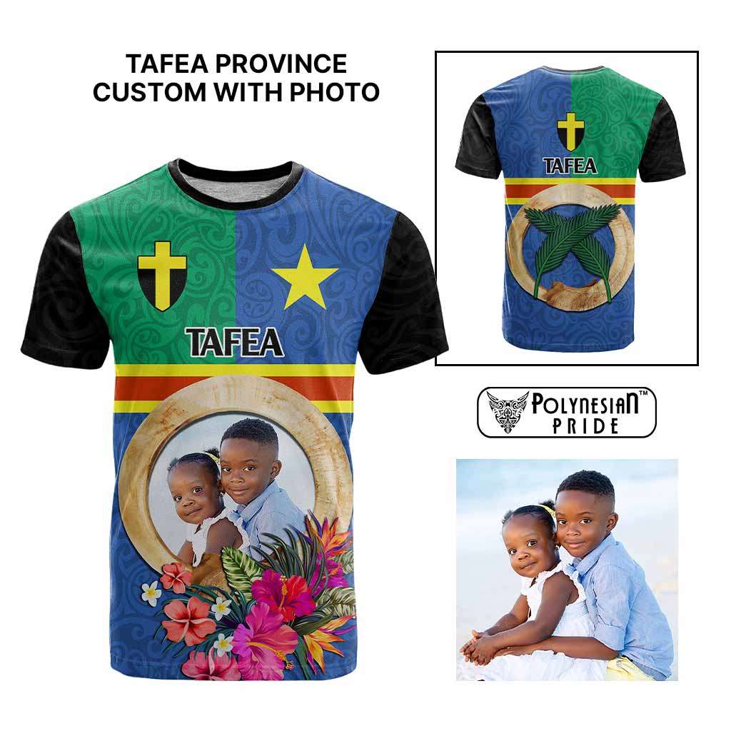 Tafea Province Custom T Shirt With Photo Vanuatuan Boar's Tusk Flag Multicolored CTM09 Multicolor - Polynesian Pride