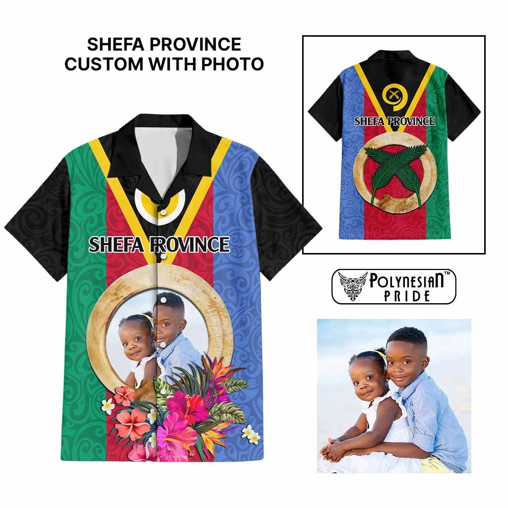 Shefa Province Custom Hawaiian Shirt With Photo Vanuatuan Boar's Tusk Flag Multicolored CTM09 Multicolor - Polynesian Pride