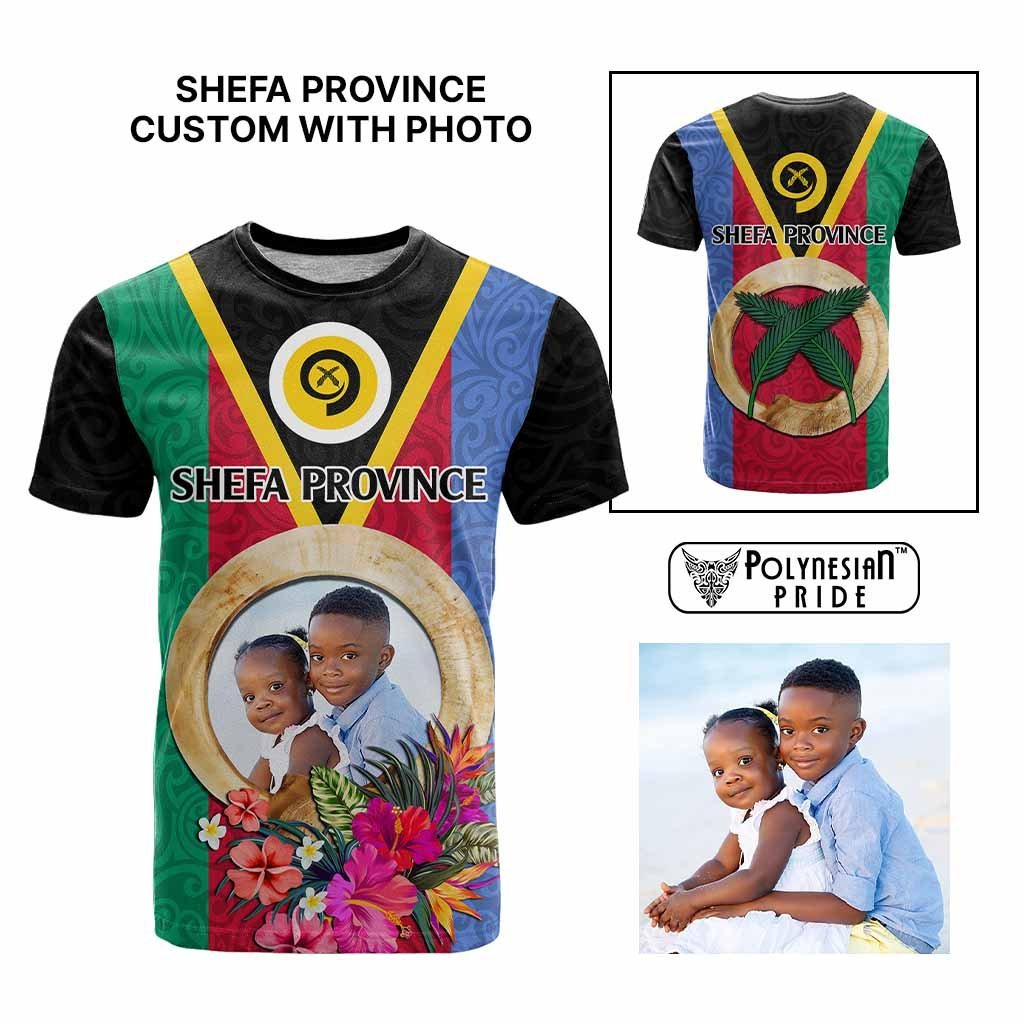 Shefa Province Custom T Shirt With Photo Vanuatuan Boar's Tusk Flag Multicolored CTM09 Multicolor - Polynesian Pride