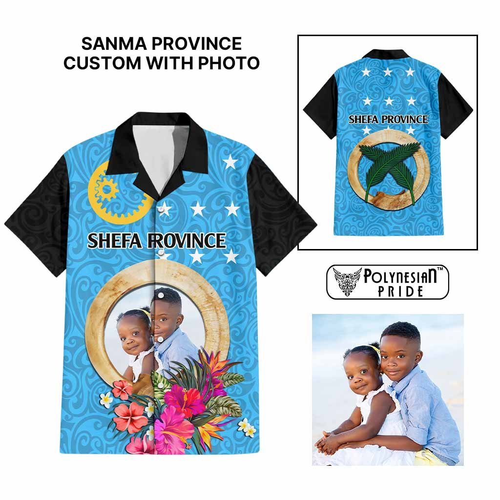 Sanma Province Custom Hawaiian Shirt With Photo Vanuatuan Boar's Tusk Flag Multicolored CTM09 Multicolor - Polynesian Pride