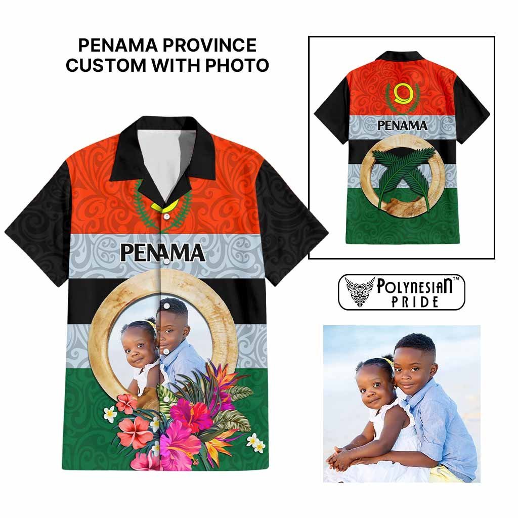 Penama Province Custom Hawaiian Shirt With Photo Vanuatuan Boar's Tusk Flag Multicolored CTM09 Multicolor - Polynesian Pride