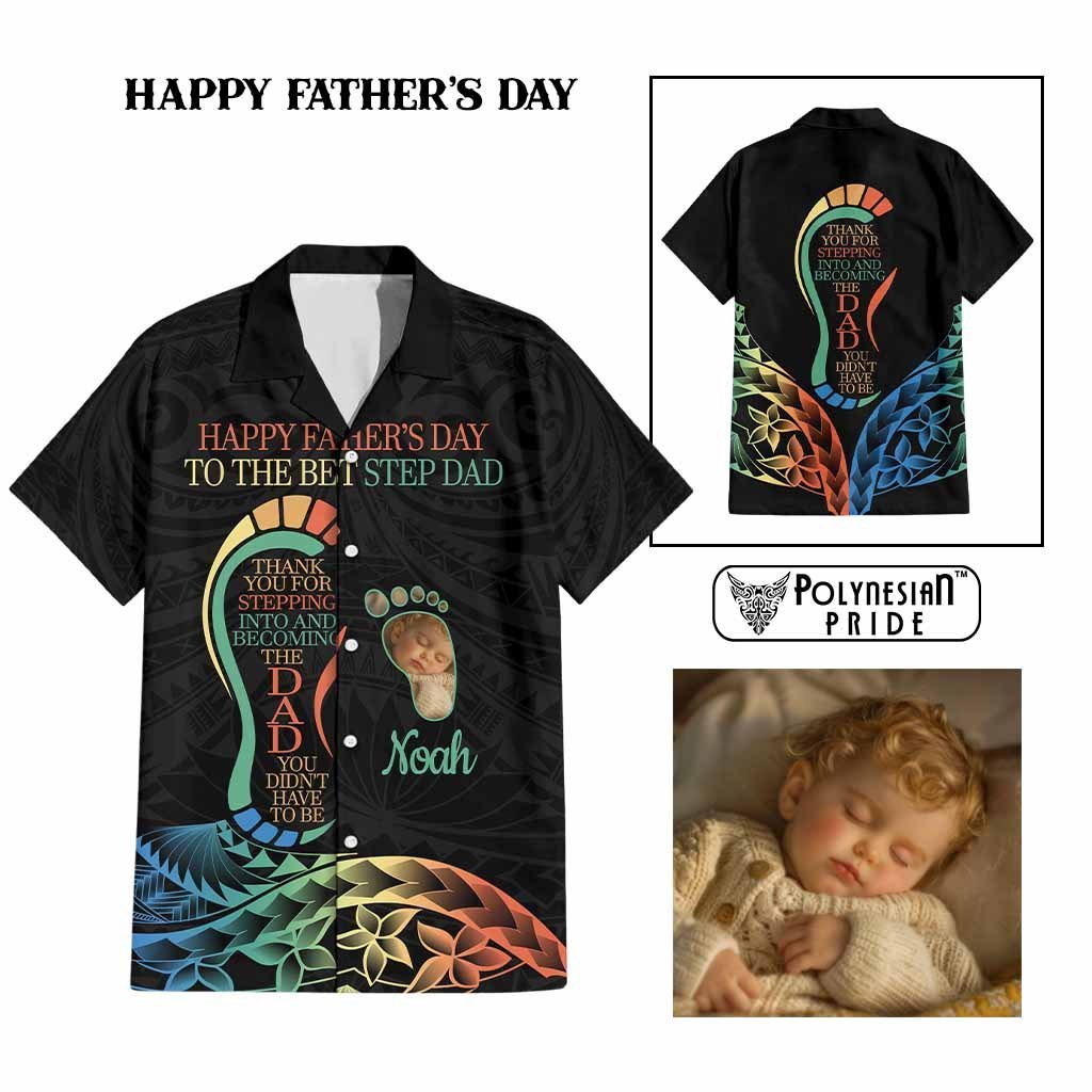 Custom Happy Father's Day - The Best Step Dad Hawaiian Shirt Polynesian Tribal Tatoo CTM09 Multicolor - Polynesian Pride