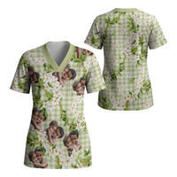 Custom Photo Hawaiian Palaka Scrub Top Mokihana Maile Ilima Leis CTM09 - Polynesian Pride