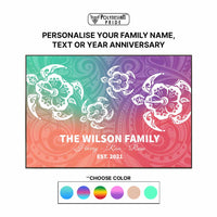Custom Polynesian Turtle Family Retro Canvas Wall Art Together Forever Hibiscus Flower CTM09 - Polynesian Pride