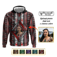 Personalised Aotearoa Iwi Photo Name Hoodie Traditional Maori Taniko Kowhaiwhai Pattern CTM09 - Polynesian Pride