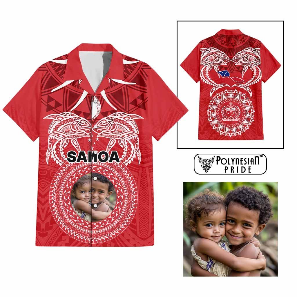 Custom Photo Samoa Hawaiian Shirt Polynesian Fish Tattoo and Boar Tusk Art CTM09 Multicolor - Polynesian Pride