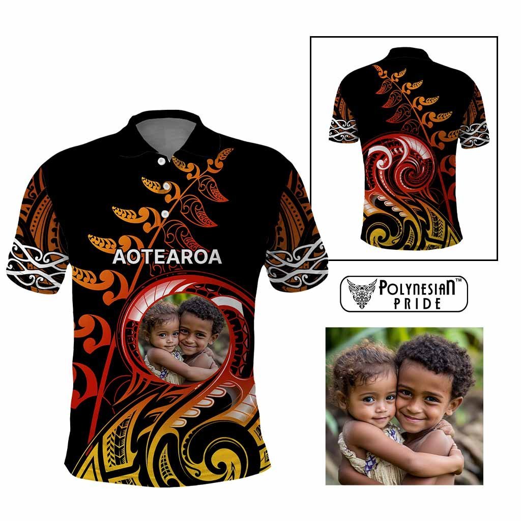 Custom New Zealand Polo Shirt Aotearoa Symbols with Maori Fern Reggae Arty Color CTM09 Multicolor - Polynesian Pride