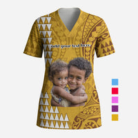 Custom Photo Hawaii Scrub Top Kakau Mixed Polynesian Tribal CTM09 Adult Multicolor - Polynesian Pride
