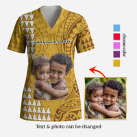 Custom Photo Hawaii Scrub Top Kakau Mixed Polynesian Tribal CTM09 - Polynesian Pride