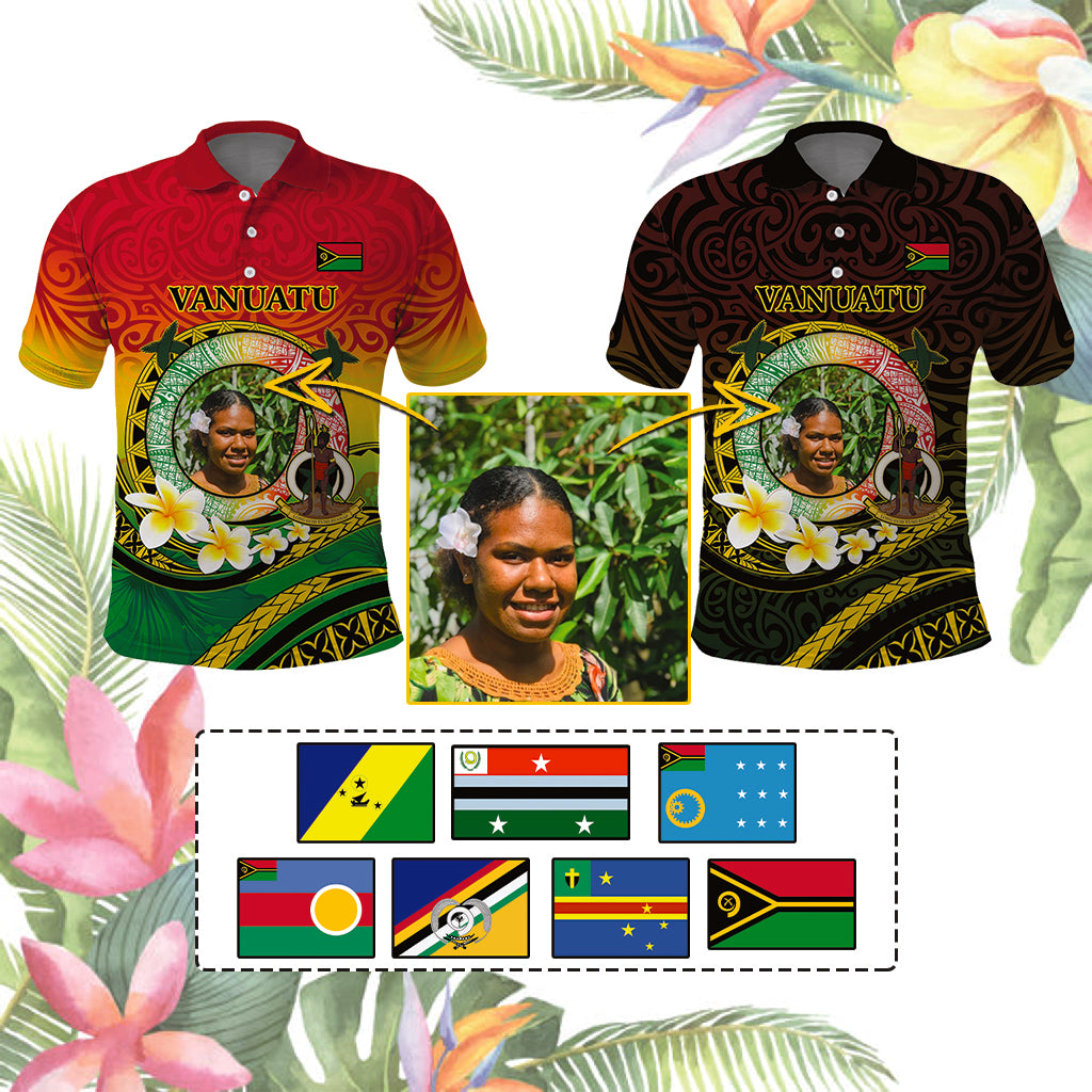 Custom Photo Vanuatu Provinces Polo Shirt Coat Of Arms Mix Flag CTM14 Multicolor - Polynesian Pride