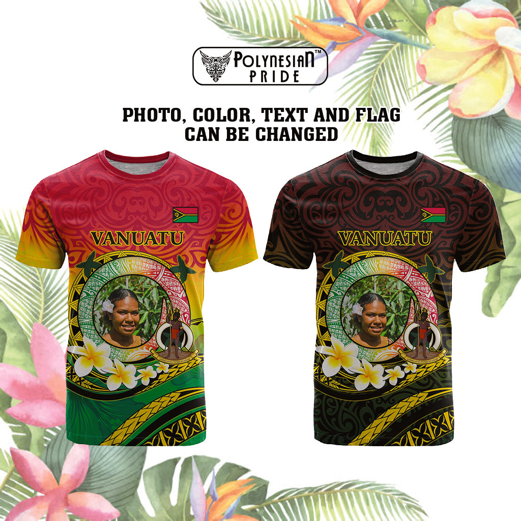 Custom Photo Vanuatu Provinces T Shirt Coat Of Arms Mix Flag CTM14 - Polynesian Pride