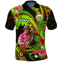 Custom Photo Polynesian Countries Polo Shirt Flowers Hammerhead Shark With Coat of Arms CTM14 - Polynesian Pride
