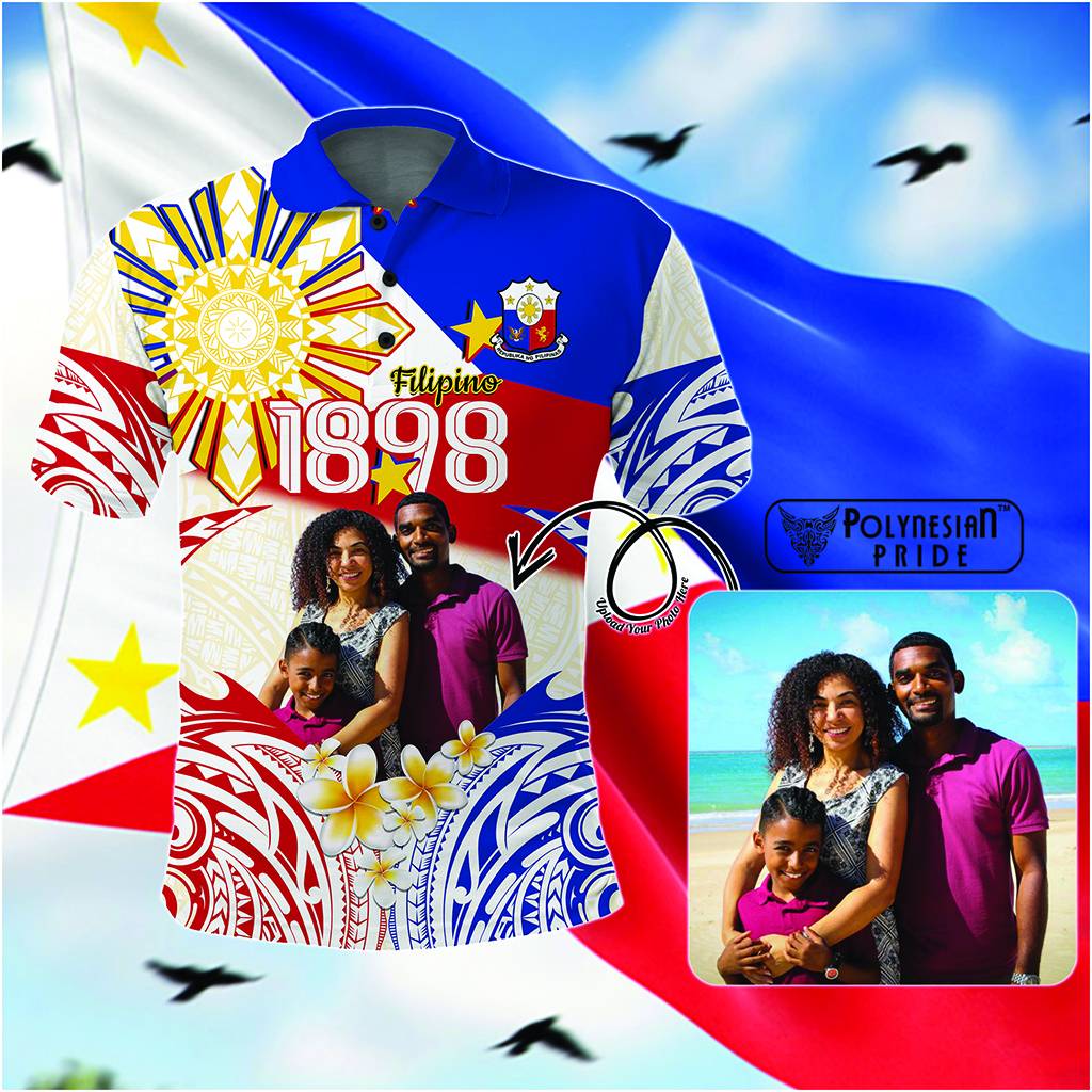 Custom Photo Philippines 1898 Polo Shirt Maligayang Araw ng Kalayaan CTM14 White - Polynesian Pride