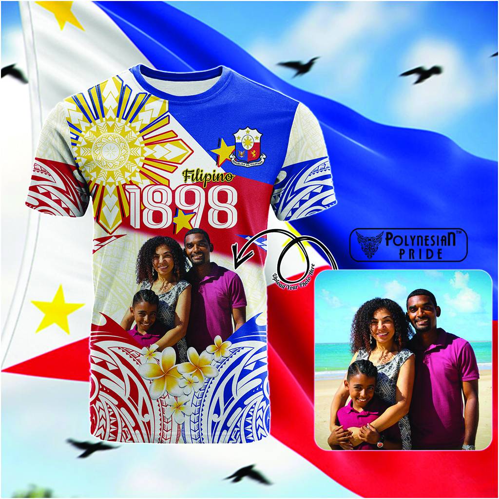 Custom Photo Philippines 1898 T Shirt Maligayang Araw ng Kalayaan CTM14 White - Polynesian Pride