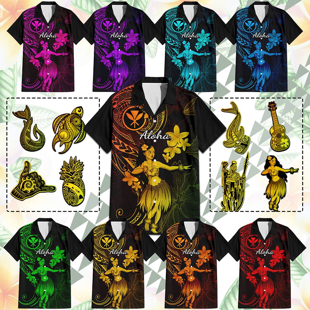 Custom Hawaii Symbols Hawaiian Shirt Tropical Flowers With Kanaka Maoli CTM14 Multicolor - Polynesian Pride