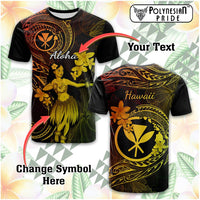 Custom Hawaii Symbols T Shirt Tropical Flowers With Kanaka Maoli CTM14 - Polynesian Pride