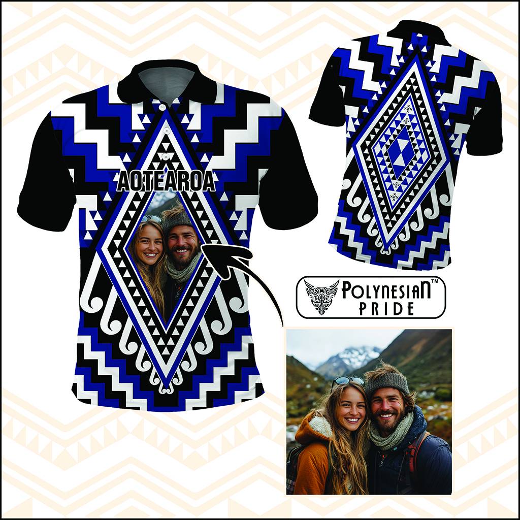 Custom Photo New Zealand Maori Patikitiki Taniko Motifs Polo Shirt CTM14 Multicolor - Polynesian Pride