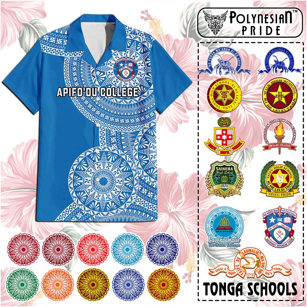 Custom Tonga Schools Hawaiian Shirt Tongan Schools Logo With Ngatu Pattern CTM14 Multicolor - Polynesian Pride