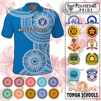 Custom Tonga Schools Polo Shirt Tongan Schools Logo With Ngatu Pattern CTM14 Multicolor - Polynesian Pride