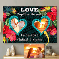 Custom Photo Polynesian Couples Canvas Wall Art Together Forever Tropical Flowers CTM14 Multicolor - Polynesian Pride