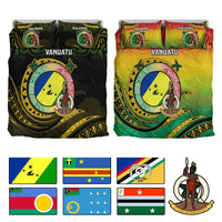 Custom Vanuatu Provinces Bedding Set Coat Of Arms Mix Flag CTM14 Multicolor - Polynesian Pride